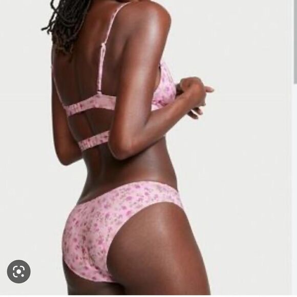 Victorias Secret Swim V-Hardware Padded Bikini Top & bottom Set Ditsy pink L - Picture 10 of 10